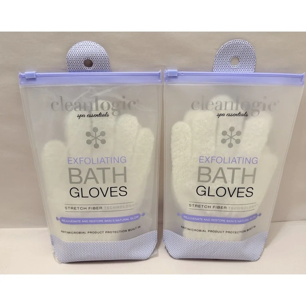 Exfoliating Gloves Body Scrub 2 Pack Shower Spa Exfoliator Organic Clean Logic